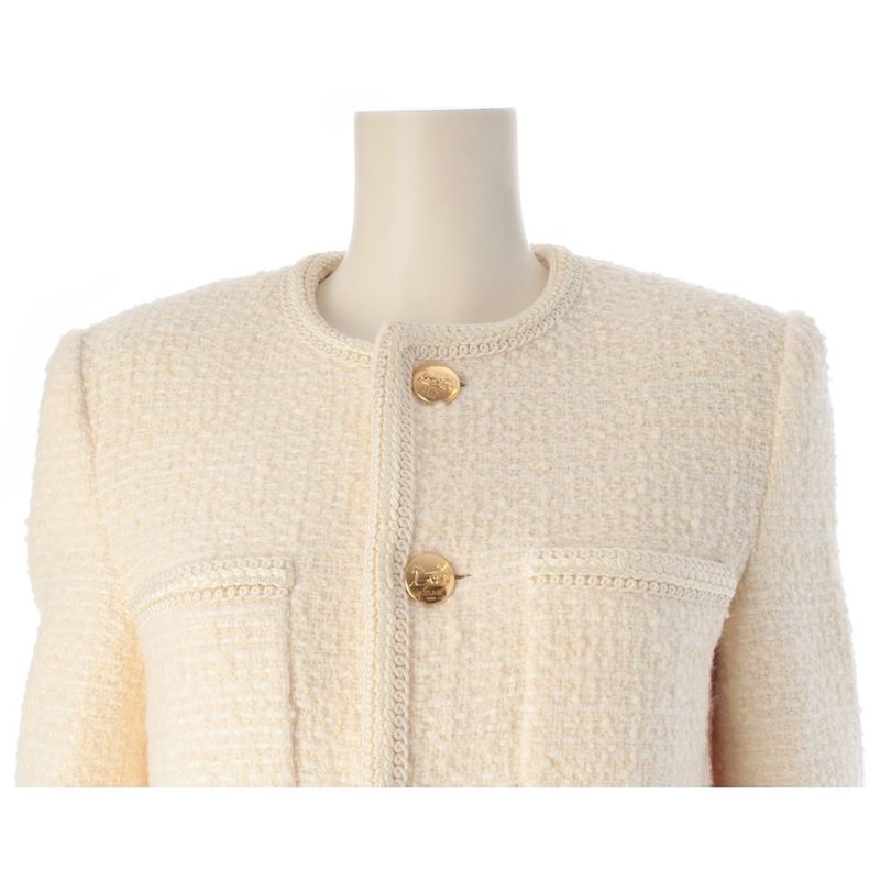 Celine Tweed Chass le Jacket White 34