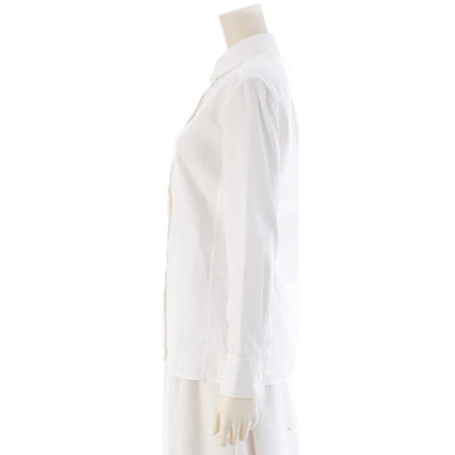 Hermes Logo Embroidery Long Sleeve Shirt Blouse White 34