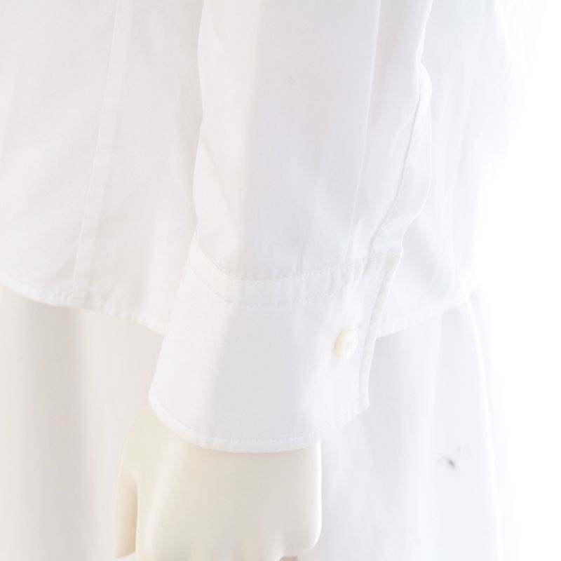 Hermes Logo Embroidery Long Sleeve Shirt Blouse White 34