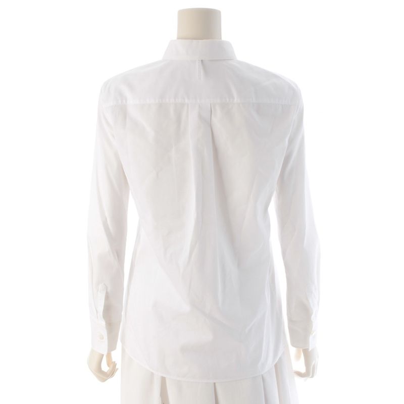 Hermes Logo Embroidery Long Sleeve Shirt Blouse White 34