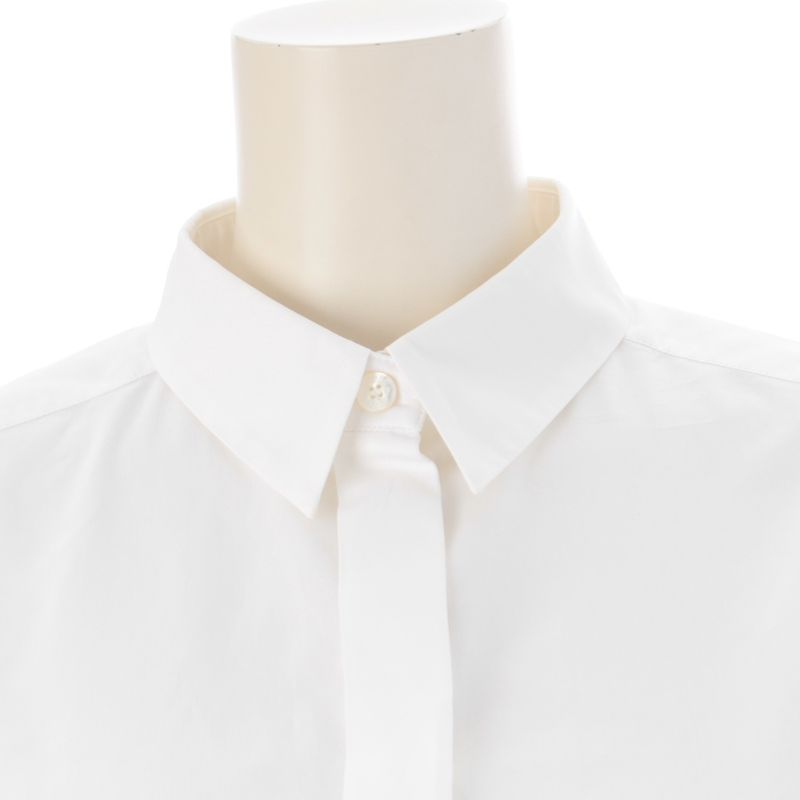 Hermes Logo Embroidery Long Sleeve Shirt Blouse White 34