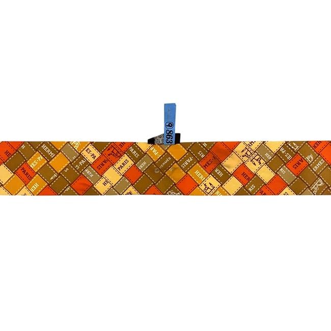 Hermes Ribbon Twilly Orange Cleaned Scarf