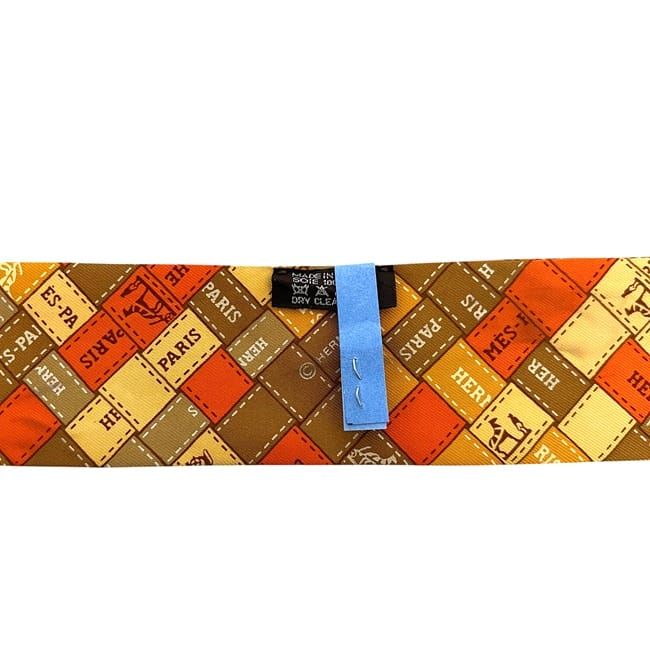 Hermes Ribbon Twilly Orange Cleaned Scarf