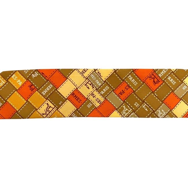 Hermes Ribbon Twilly Orange Cleaned Scarf