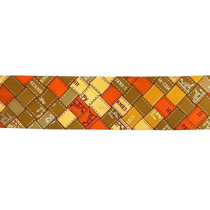 Hermes Ribbon Twilly Orange Cleaned Scarf