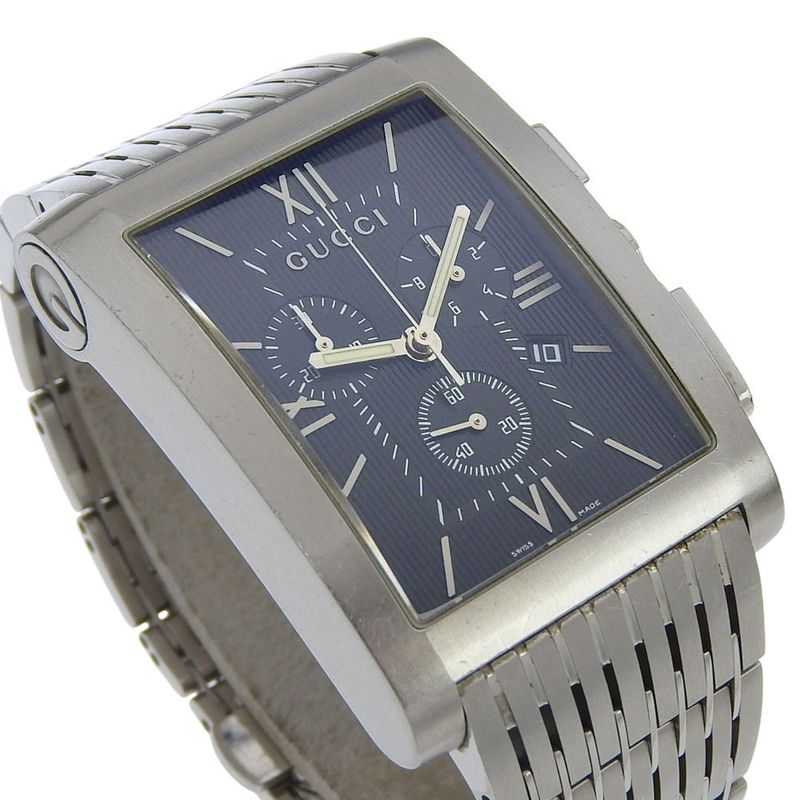 Gucci Metro Stainless Steel Quartz Chronograph Black Dial Watch