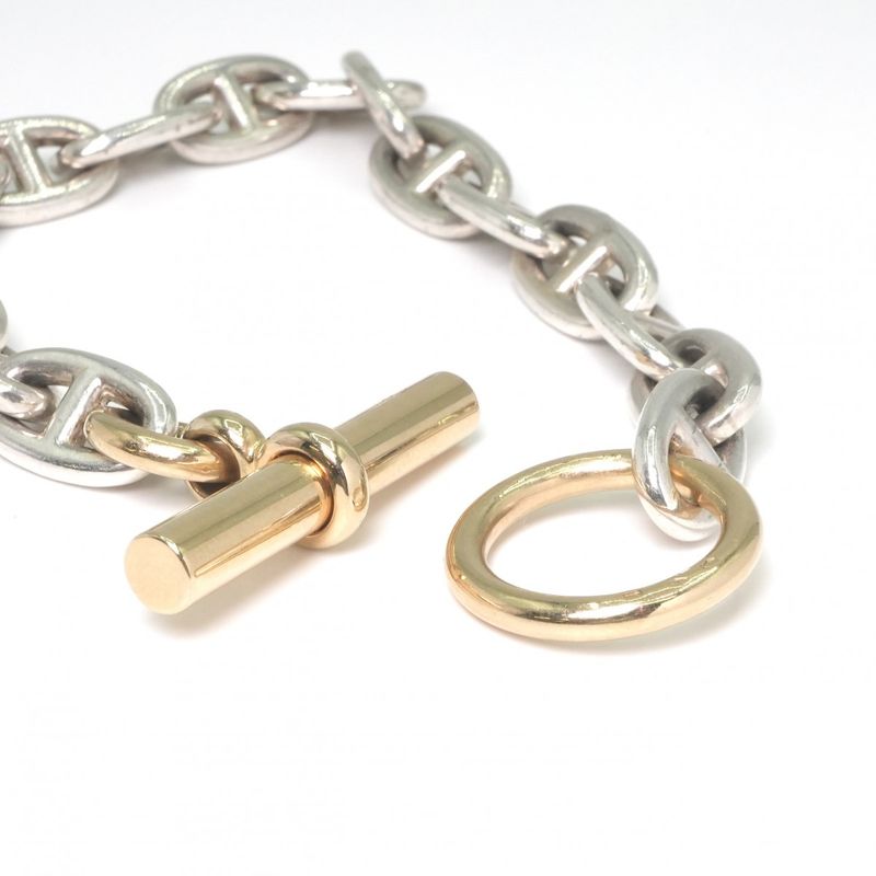 Hermes Chaine D'ancre MM Combination Bracelet Bangle Calf Gold
