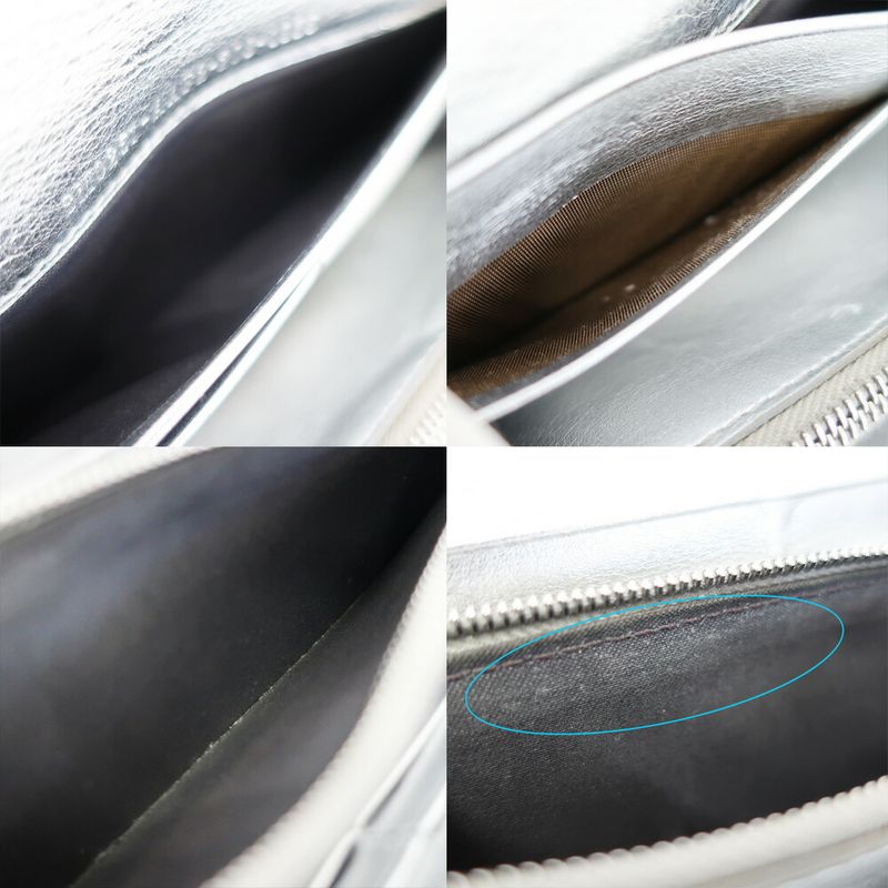 Fendi Wallet Silver Fflogo Leather