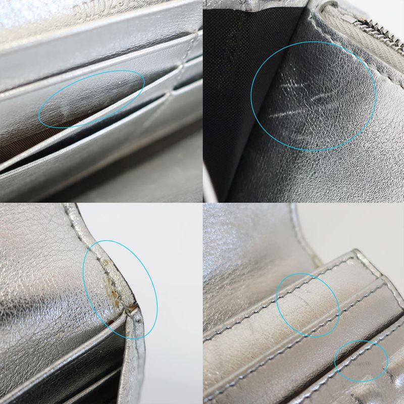 Fendi Wallet Silver Fflogo Leather
