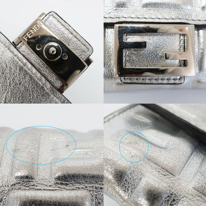 Fendi Wallet Silver Fflogo Leather