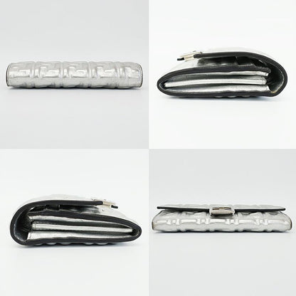 Fendi Wallet Silver Fflogo Leather