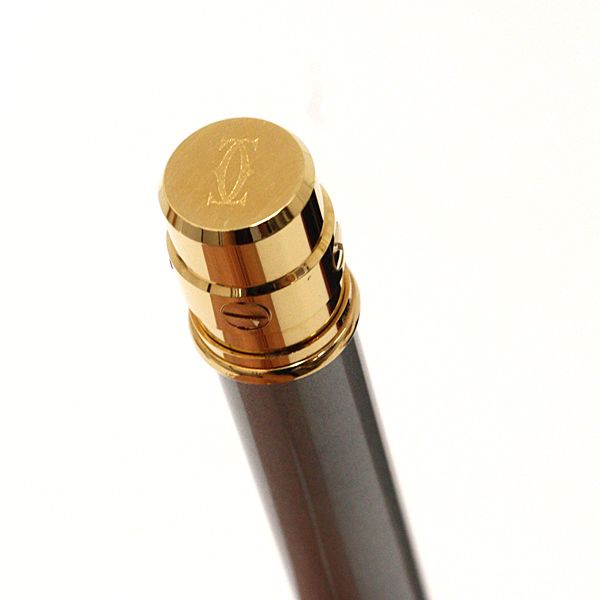 Cartier Santos de Cartier Ballpoint Pen Gold Finish Screw & Details