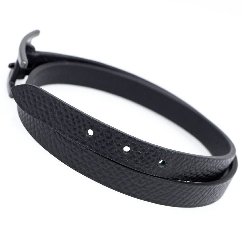 Hermes Leather Bracelet Behapi Double Tour Sole Black Swift T4