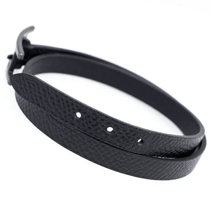 Hermes Leather Bracelet Behapi Double Tour Sole Black Swift T4