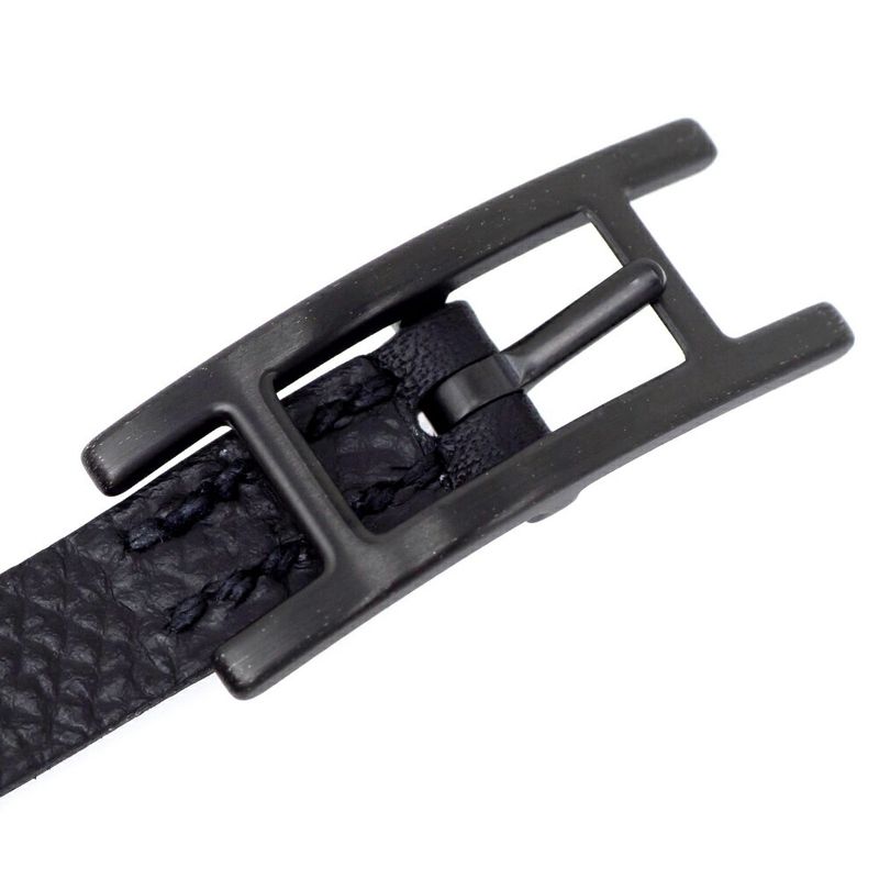 Hermes Leather Bracelet Behapi Double Tour Sole Black Swift T4
