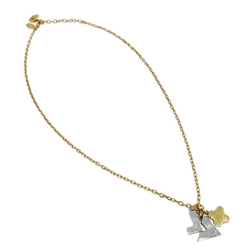 Louis Vuitton Necklace Metal Line Stone Pendentif Love Letters Gold Silver
