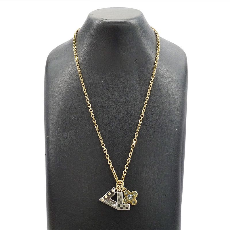 Louis Vuitton Necklace Metal Line Stone Pendentif Love Letters Gold Silver