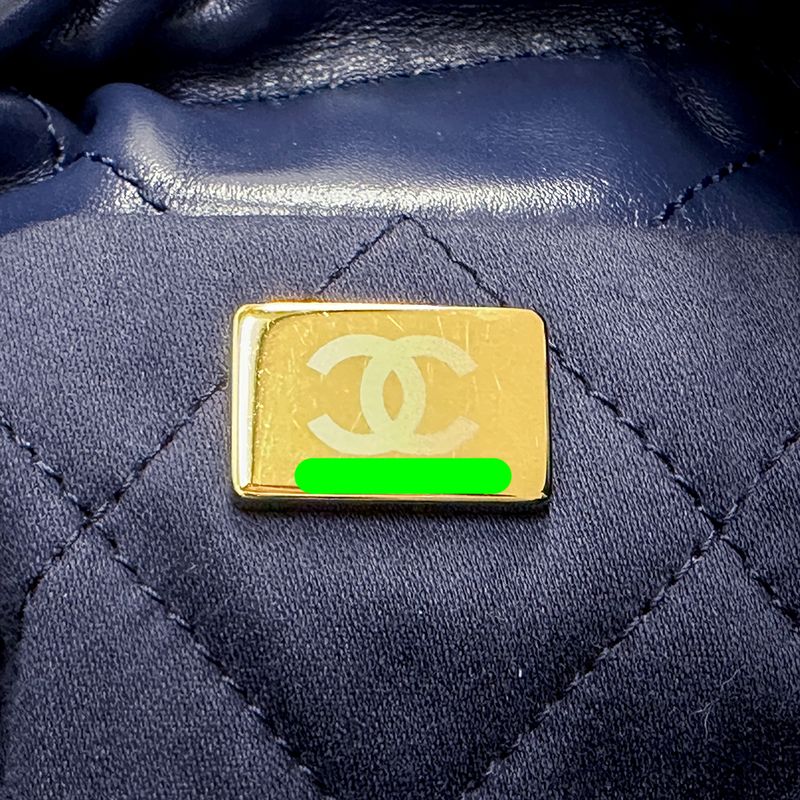 Chanel 2-Way Shoulder Bag 22 Leather Navy Gold Chain
