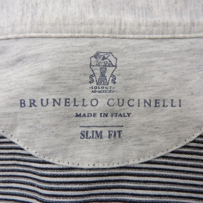 Brunello Cucinelli Cotton Border Polo Shirt Top White Black XS
