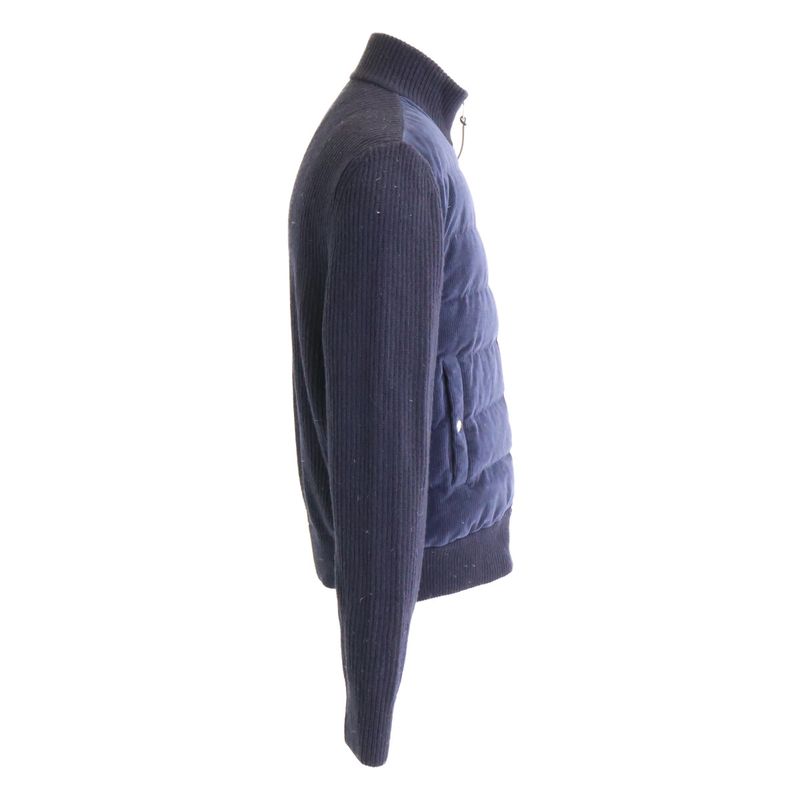Moncler Tricot Cardigan Knit Contrast Corduroy Down Jacket