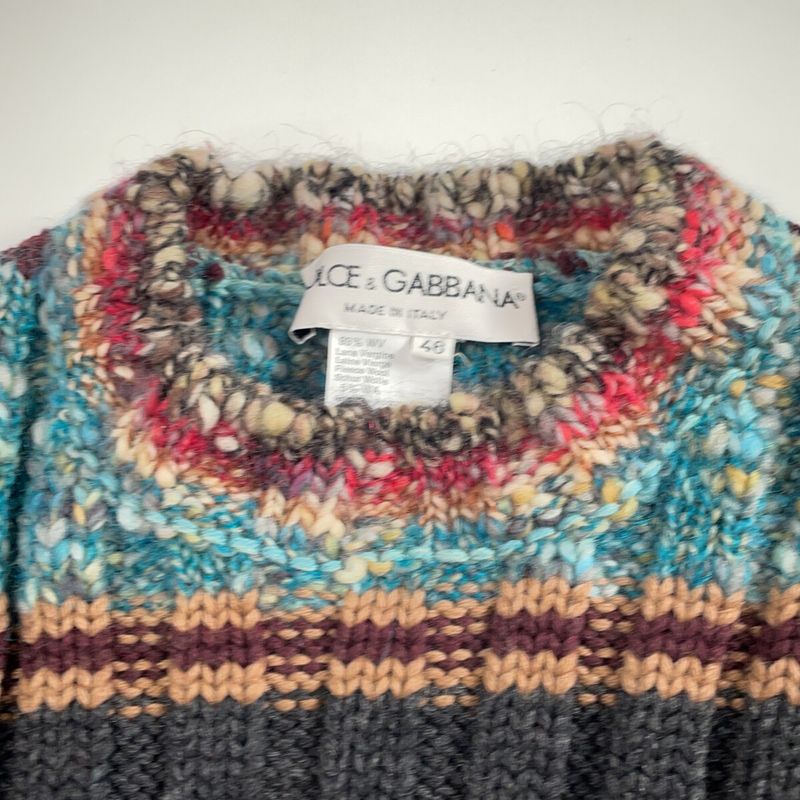 Dolce & Gabbana Border Angora Knit Sweater 46