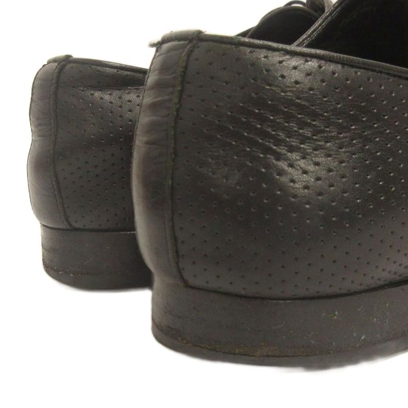 Louis Vuitton Business Shoes Lace Up Perforated Leather Black 8.5
