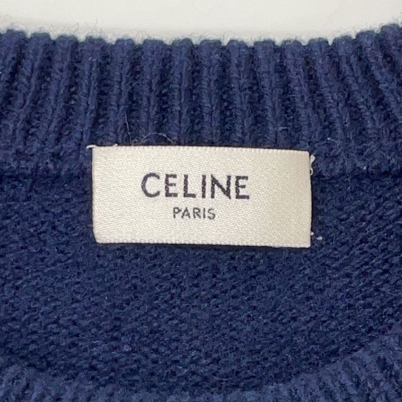 Celine Gray Wool Cashmere Triumph Crew Neck Sweater XL 
