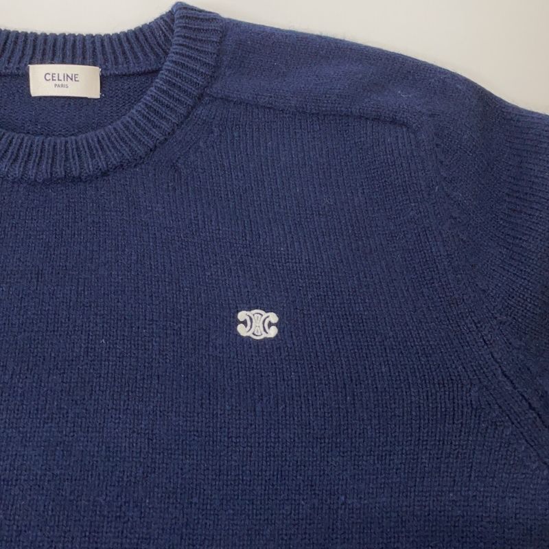 Celine Gray Wool Cashmere Triumph Crew Neck Sweater XL 
