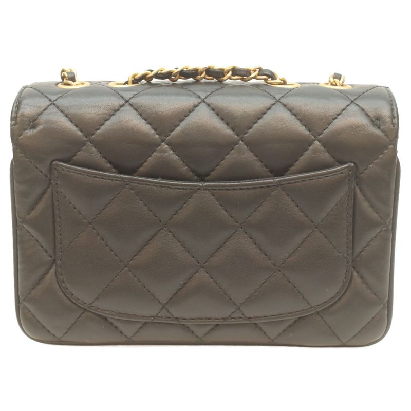 Chanel Black Rum Gold Coco Vintage Flap Miniature Lace 18