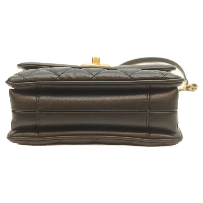 Chanel Black Rum Gold Coco Vintage Flap Miniature Lace 18
