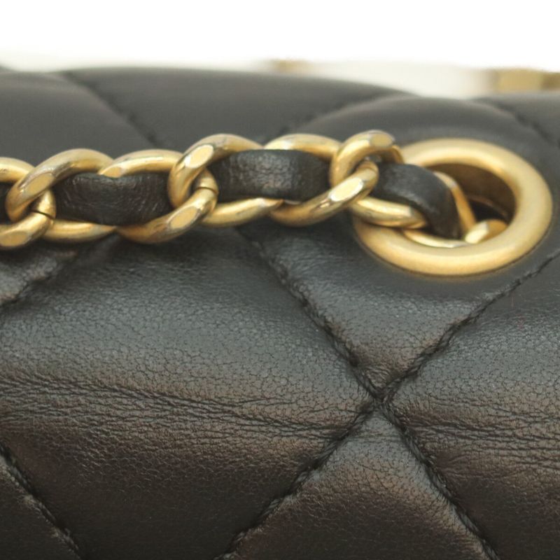 Chanel Black Rum Gold Coco Vintage Flap Miniature Lace 18