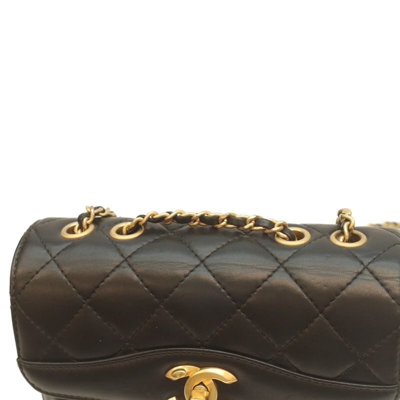 Chanel Black Rum Gold Coco Vintage Flap Miniature Lace 18