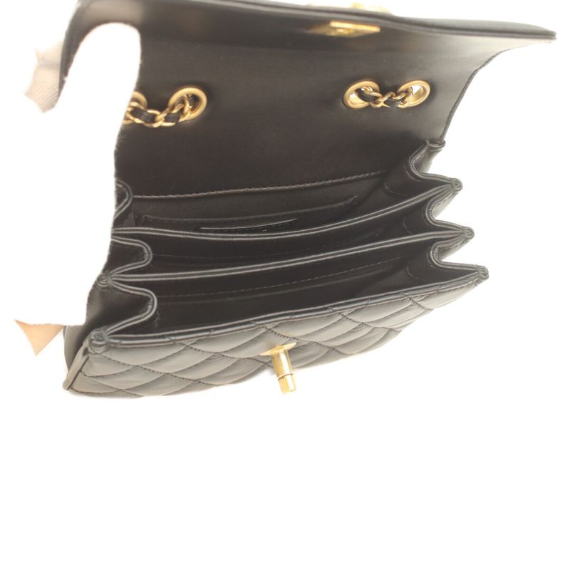 Chanel Black Rum Gold Coco Vintage Flap Miniature Lace 18