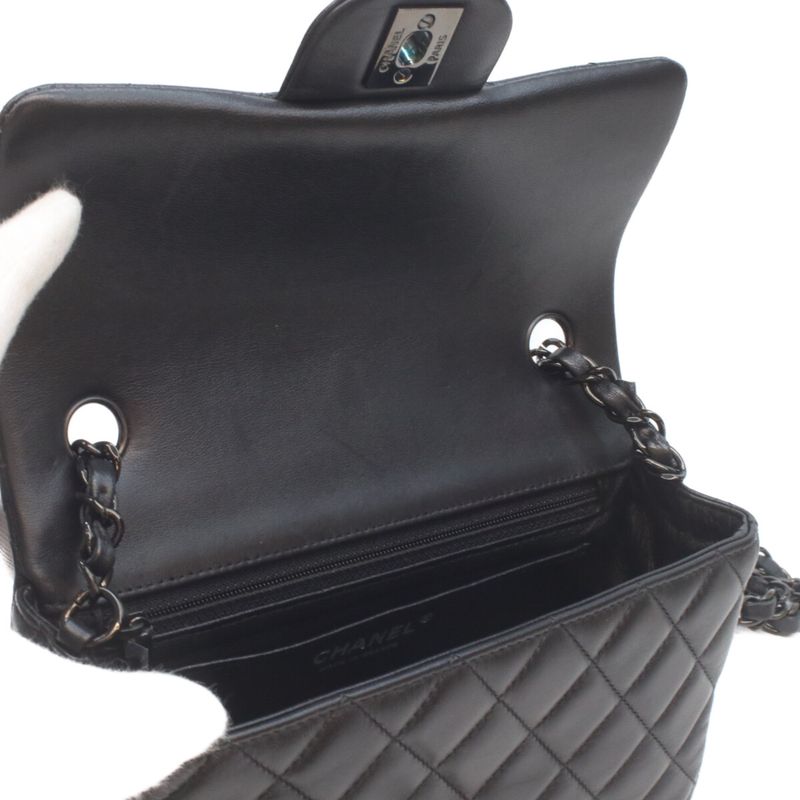 Chanel Lamb So Black Mini Quilted 20 Shoulder Bag