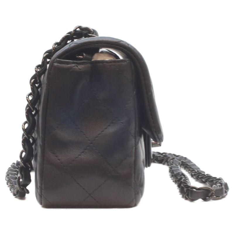 Chanel Lamb So Black Mini Quilted 20 Shoulder Bag