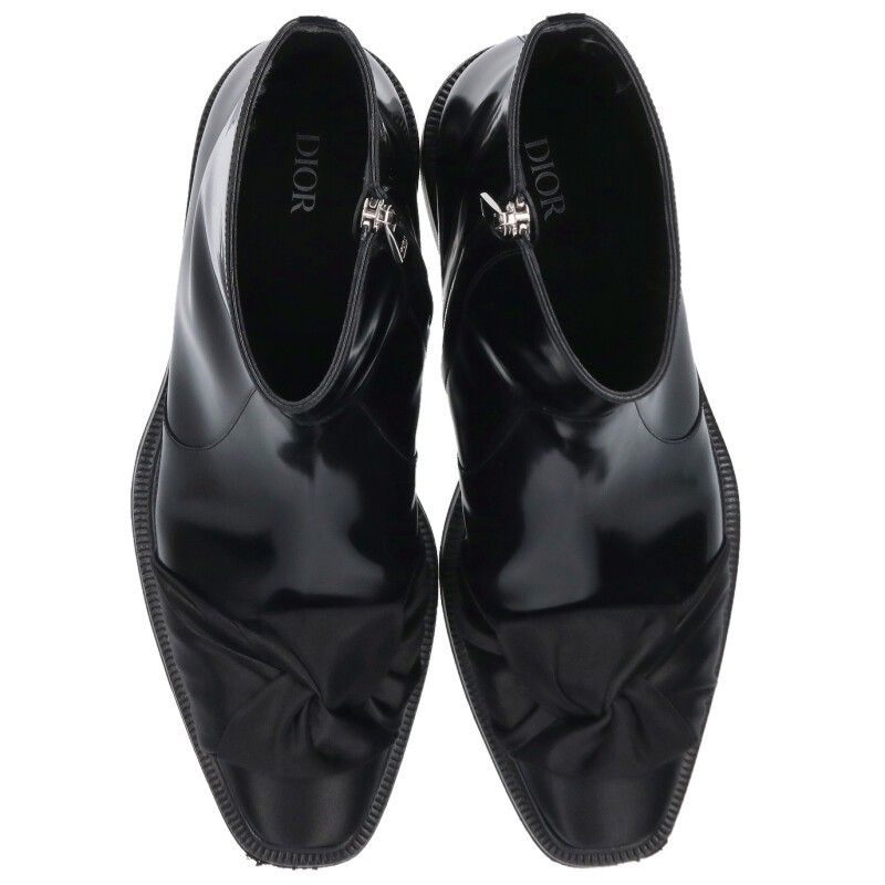 Dior Side Zip Boots with Satin Ribbon 42