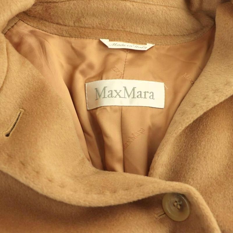 Max Mara White Tag Long Coat Outer Wool Cashmere Blend 38 Camel DF