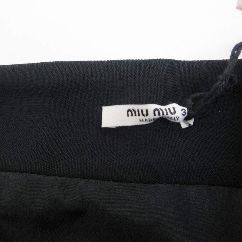 Miu Miu Miu Wrap Skirt Visual Button Decoration Knee Length 36 XS Black