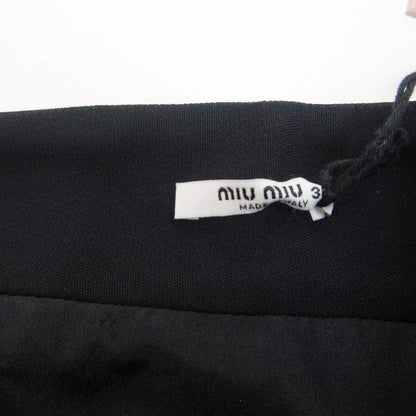 Miu Miu Miu Wrap Skirt Visual Button Decoration Knee Length 36 XS Black