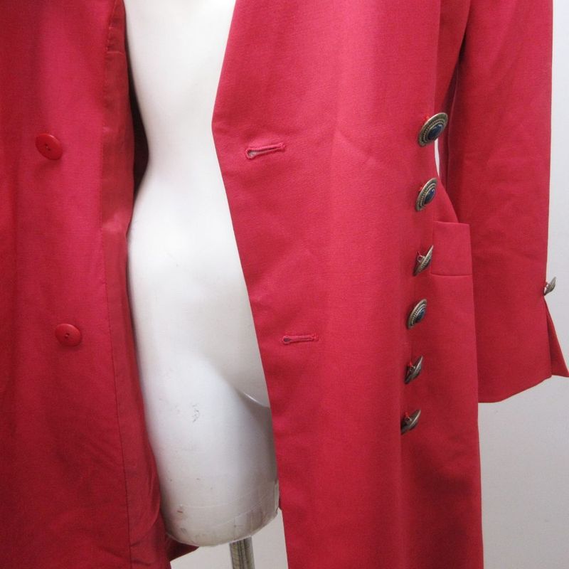 Dior Mademoiselle Vintage Long Coat Jacket Wool Visual Button S Red