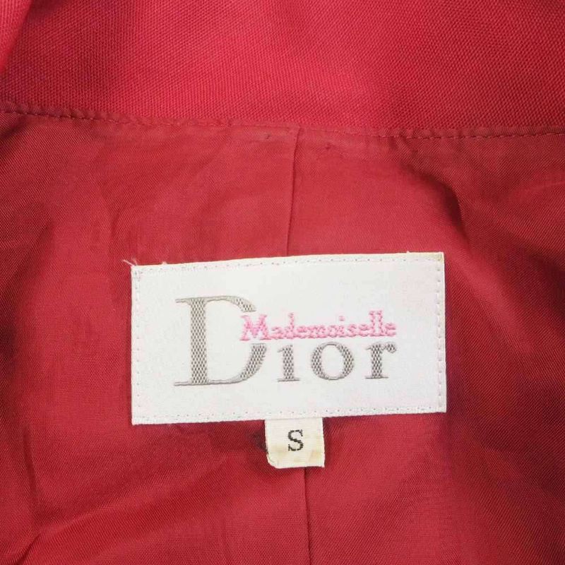 Dior Mademoiselle Vintage Long Coat Jacket Wool Visual Button S Red
