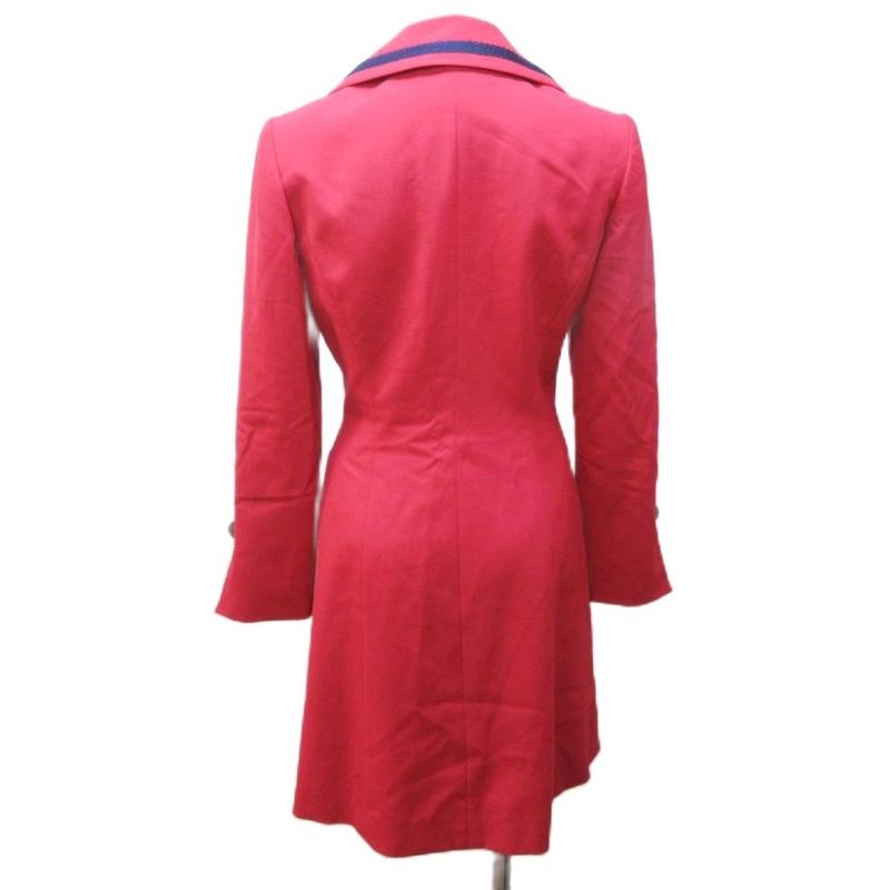 Dior Mademoiselle Vintage Long Coat Jacket Wool Visual Button S Red