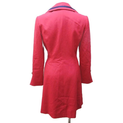 Dior Mademoiselle Vintage Long Coat Jacket Wool Visual Button S Red