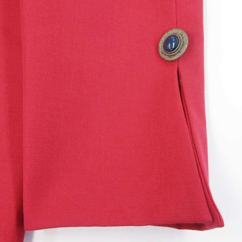 Dior Mademoiselle Vintage Long Coat Jacket Wool Visual Button S Red