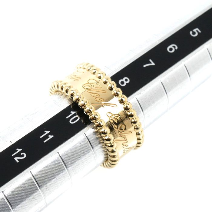 Van Cleef & Arpels 18k Yellow Gold Perlee Signature Ring 49