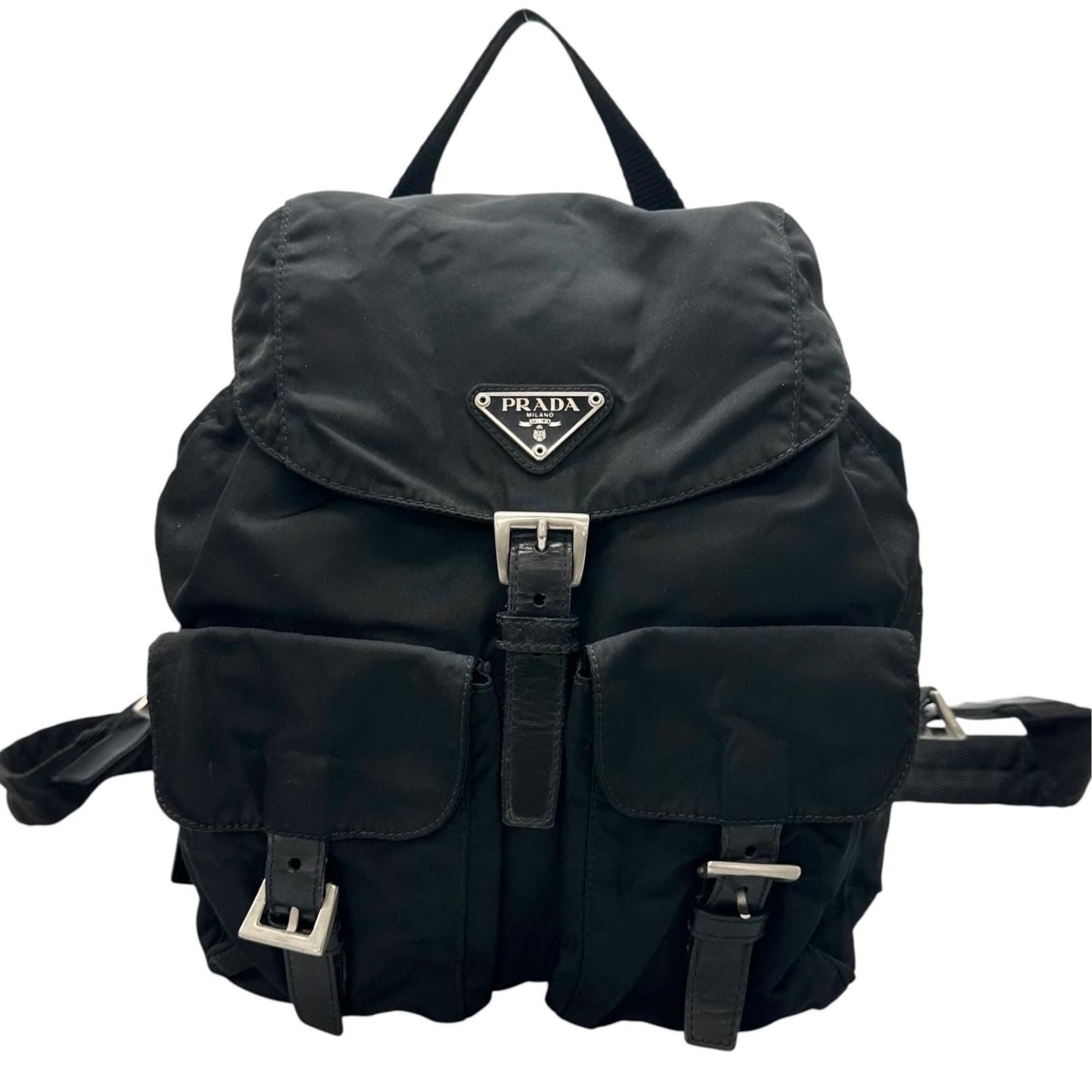 Prada Triangle Logo Backpack Nylon Black