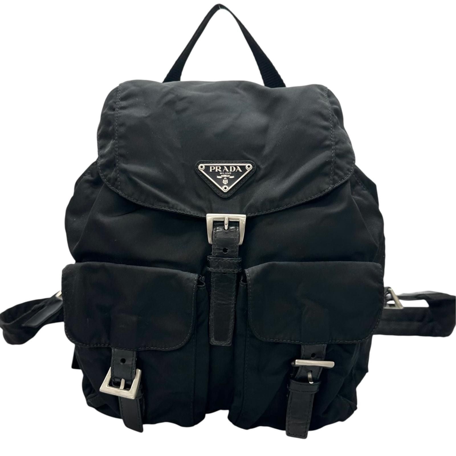 Prada Triangle Logo Backpack Nylon Black