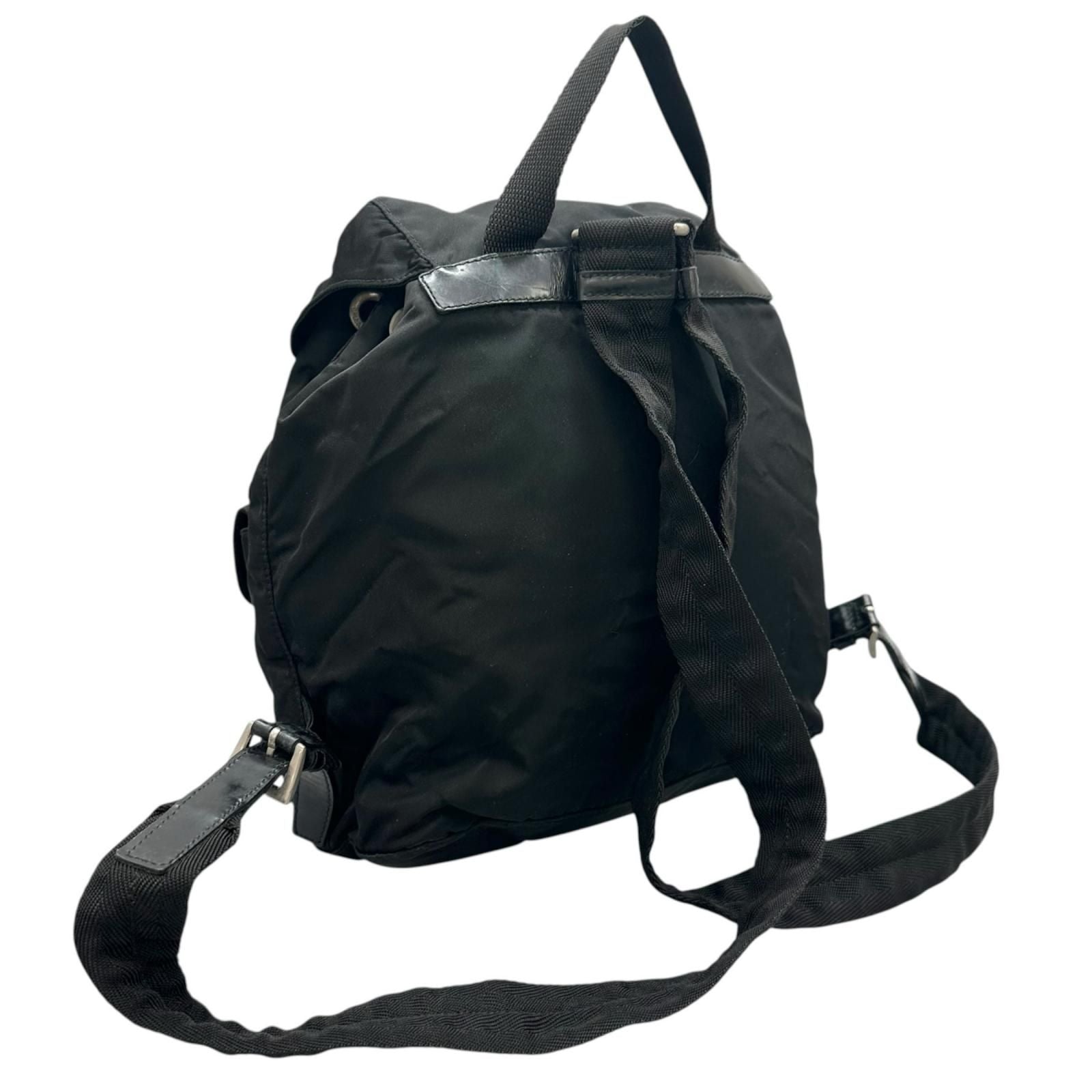 Prada Triangle Logo Backpack Nylon Black — view 3