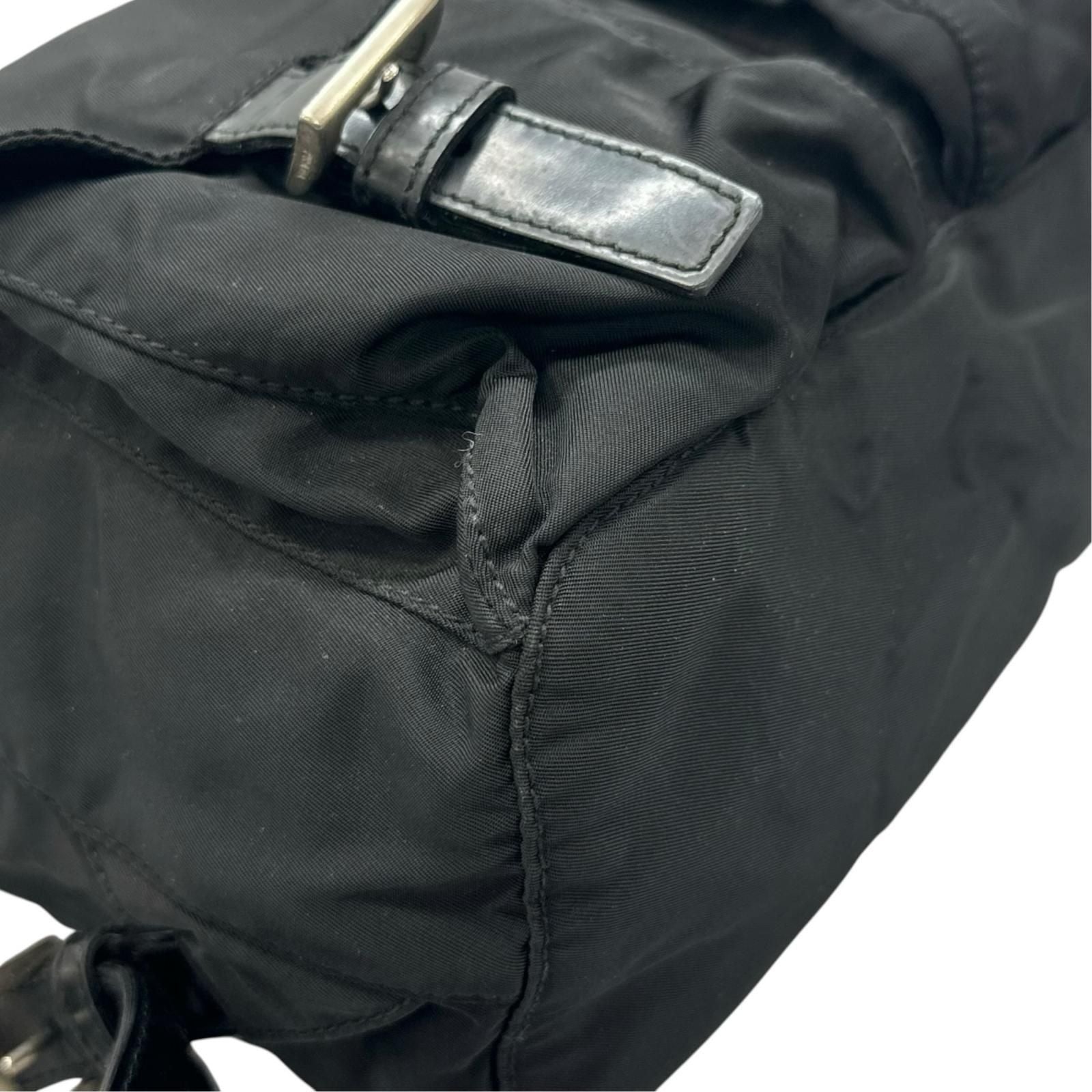 Prada Triangle Logo Backpack Nylon Black — view 8