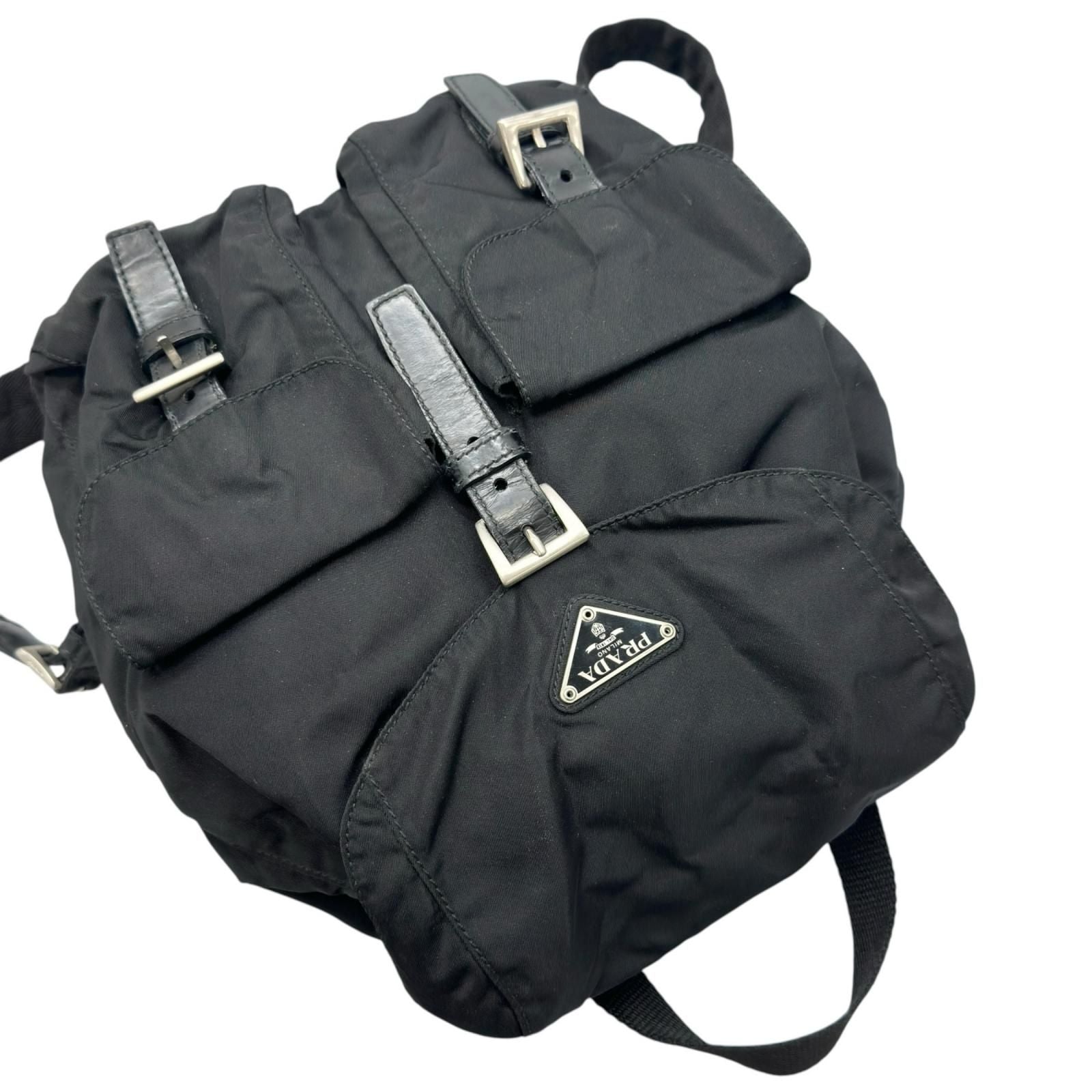 Prada Triangle Logo Backpack Nylon Black — view 5